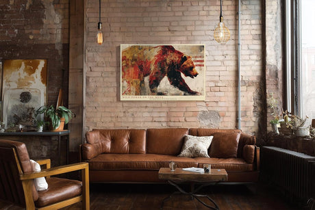 Paul Sinus Wandbild 120x80cm Kraftvoller Bär in Bewegung – Ausdrucksstarke Tierkunst mit dynamischen Farben für moderne Wohnräume