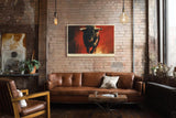Paul Sinus Wandbild 120x80cm kraftvoller Stier moderne Tierkunst expressives Gemälde in Rot und Schwarz dynamische Wanddekoration fuer Wohnzimmer Büro