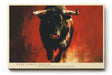 Paul Sinus Wandbild 120x80cm kraftvoller Stier moderne Tierkunst expressives Gemälde in Rot und Schwarz dynamische Wanddekoration fuer Wohnzimmer Büro