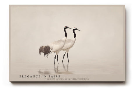 Paul Sinus Wandbild 120x80cm Kraniche Paar Natur Fotokunst elegante Vögel im Wasser ruhiges Tiermotiv modernes Naturbild für Wohnzimmer Büro
