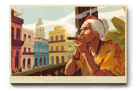 Paul Sinus Wandbild 120x80cm Kubanische Stadtszene mit rauchender Frau farbenreiche urbane Illustration