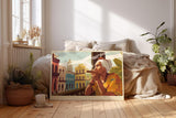 Paul Sinus Wandbild 120x80cm Kubanische Stadtszene mit rauchender Frau farbenreiche urbane Illustration