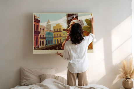 Paul Sinus Wandbild 120x80cm Kubanische Stadtszene mit rauchender Frau farbenreiche urbane Illustration