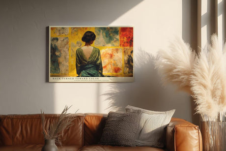 Paul Sinus Wandbild 120x80cm Kuenstlerin im Atelier Moderne Kunstszene Malerei Motiv mit Frau vor abstrakten Leinwaenden