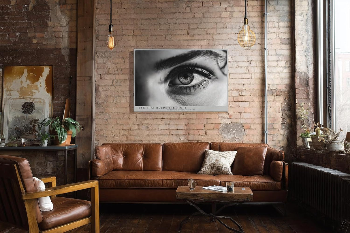 Paul Sinus Wandbild 120x80cm Künstlerische Schwarz Weiß Augen Fotografie Ausdrucksstarkes Blick Motiv Moderne Wanddekoration