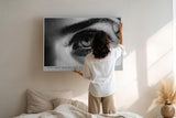 Paul Sinus Wandbild 120x80cm Künstlerische Schwarz Weiß Augen Fotografie Ausdrucksstarkes Blick Motiv Moderne Wanddekoration