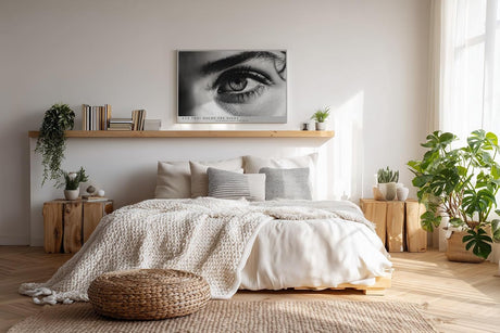 Paul Sinus Wandbild 120x80cm Künstlerische Schwarz Weiß Augen Fotografie Ausdrucksstarkes Blick Motiv Moderne Wanddekoration