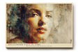 Paul Sinus Wandbild 120x80cm Künstlerisches Frauen Portrait Moderne Malerei in Beige Blau und Gold für Wohnzimmer Schlafzimmer Büro