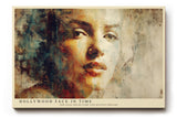 Paul Sinus Wandbild 120x80cm Künstlerisches Frauen Portrait Moderne Malerei in Beige Blau und Gold für Wohnzimmer Schlafzimmer Büro