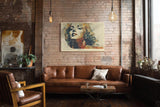 Paul Sinus Wandbild 120x80cm Künstlerisches Frauenportrait Abstrakte Malerei in Warmen Farben für Wohnzimmer Schlafzimmer Büro