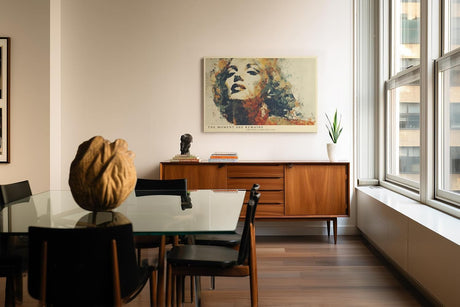 Paul Sinus Wandbild 120x80cm Künstlerisches Frauenportrait Abstrakte Malerei in Warmen Farben für Wohnzimmer Schlafzimmer Büro
