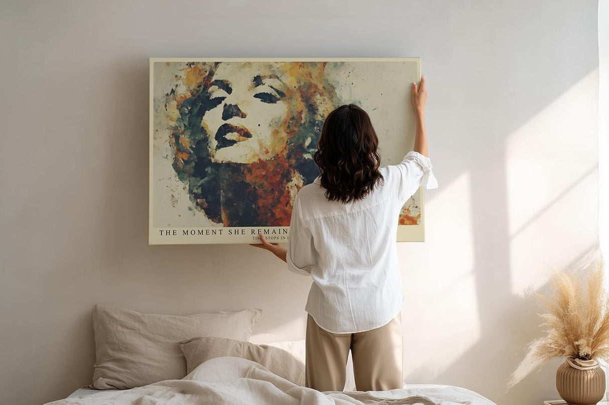Paul Sinus Wandbild 120x80cm Künstlerisches Frauenportrait Abstrakte Malerei in Warmen Farben für Wohnzimmer Schlafzimmer Büro
