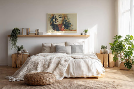 Paul Sinus Wandbild 120x80cm Künstlerisches Frauenportrait Abstrakte Malerei in Warmen Farben für Wohnzimmer Schlafzimmer Büro