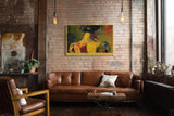 Paul Sinus Wandbild 120x80cm Künstlerisches Frauenportrait in Gelb Rot und Grün Moderne Kunst für Wohnzimmer Schlafzimmer Büro