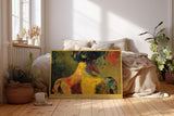 Paul Sinus Wandbild 120x80cm Künstlerisches Frauenportrait in Gelb Rot und Grün Moderne Kunst für Wohnzimmer Schlafzimmer Büro