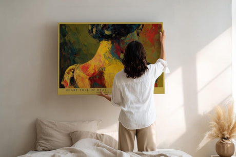 Paul Sinus Wandbild 120x80cm Künstlerisches Frauenportrait in Gelb Rot und Grün Moderne Kunst für Wohnzimmer Schlafzimmer Büro