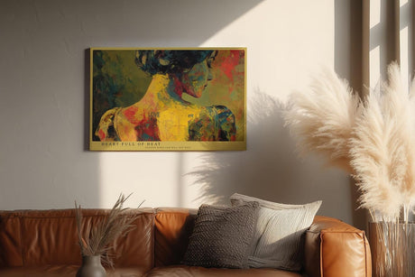 Paul Sinus Wandbild 120x80cm Künstlerisches Frauenportrait in Gelb Rot und Grün Moderne Kunst für Wohnzimmer Schlafzimmer Büro