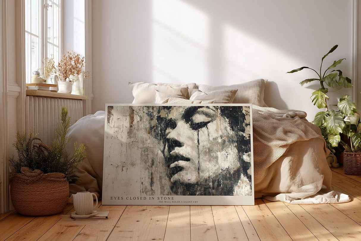 Paul Sinus Wandbild 120x80cm Künstlerisches Frauenportrait in Grau und Beige Moderne Urban Art für Wohnzimmer Schlafzimmer Büro