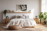Paul Sinus Wandbild 120x80cm Künstlerisches Frauenportrait in Grau und Beige Moderne Urban Art für Wohnzimmer Schlafzimmer Büro