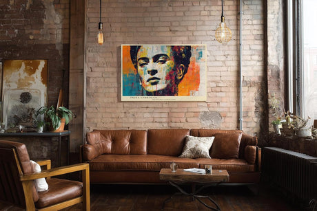 Paul Sinus Wandbild 120x80cm Künstlerisches Frida Portrait Moderne Pop Art Kunst in Bunt für Wohnzimmer Büro Atelier