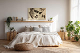 Paul Sinus Wandbild 120x80cm Künstlerisches Männer Portrait in Schwarz Beige Moderne Punktkunst für Wohnzimmer Büro Atelier