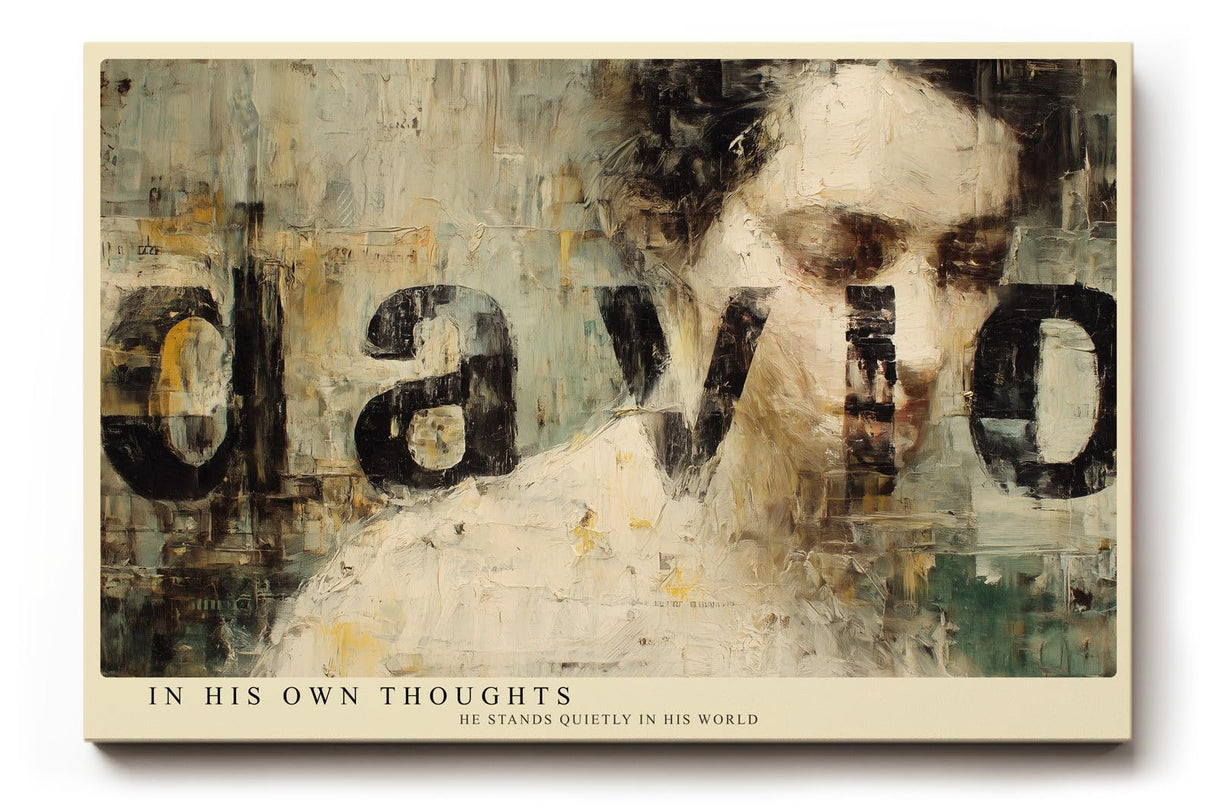 Paul Sinus Wandbild 120x80cm Künstlerisches Männerportrait Abstrakte Collage in Beige Schwarz und Grau für Wohnzimmer Büro Atelier