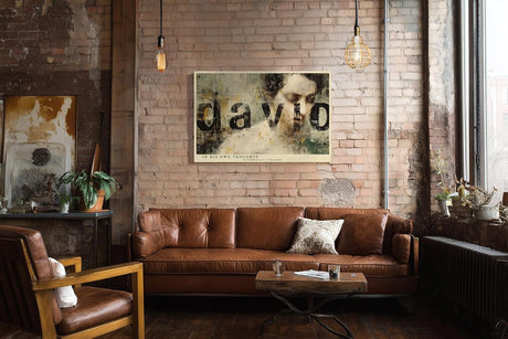 Paul Sinus Wandbild 120x80cm Künstlerisches Männerportrait Abstrakte Collage in Beige Schwarz und Grau für Wohnzimmer Büro Atelier