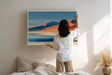Paul Sinus Wandbild 120x80cm Küstenlandschaft Wüste Strand Meer moderne Landschaftskunst orange Sanddünen ruhige Natur