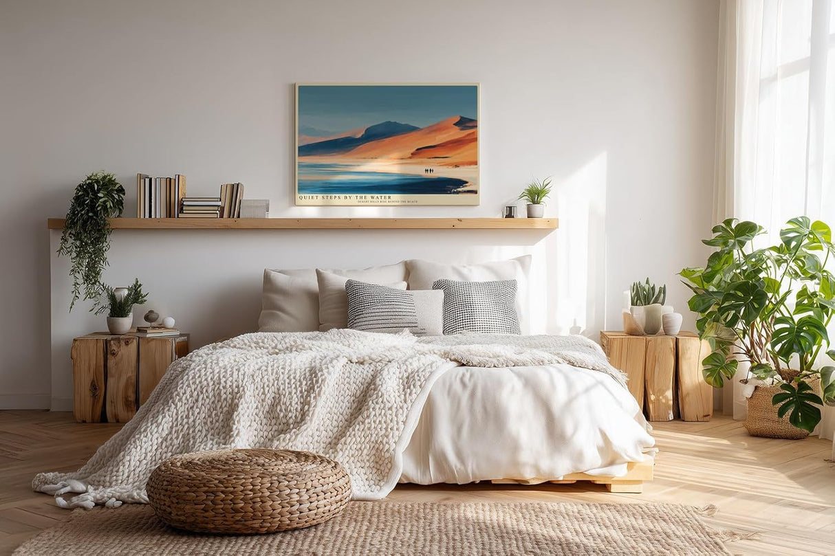Paul Sinus Wandbild 120x80cm Küstenlandschaft Wüste Strand Meer moderne Landschaftskunst orange Sanddünen ruhige Natur