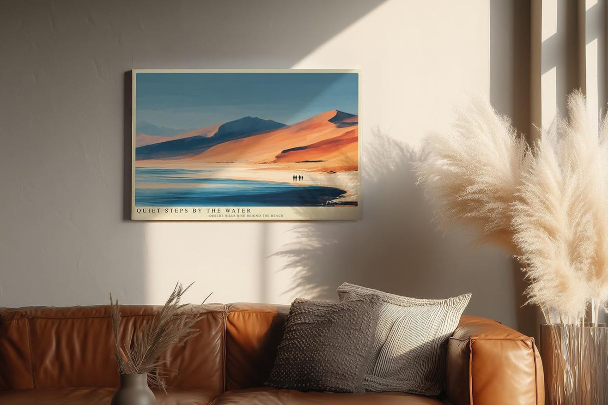 Paul Sinus Wandbild 120x80cm Küstenlandschaft Wüste Strand Meer moderne Landschaftskunst orange Sanddünen ruhige Natur