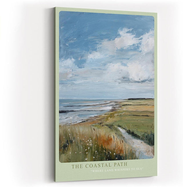 Paul Sinus Wandbild in 40x60cm Küstenweg mit Blick aufs Meer – impressionistisches Landschaftsgemälde für naturnahe Wohnakzente