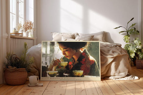 Paul Sinus Wandbild 120x80cm Kyoto Morning in Stillness Teezeremonie Portrait mit Teeschalen Kunst Poster für Wohnzimmer Küche