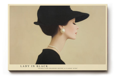 Paul Sinus Wandbild Lady in Black – elegante Frau im Profil mit Perlen und Hut verkörpert zeitlosen Stil und feminine Raffinesse