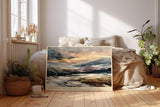 Paul Sinus Wandbild 120x80cm Landschaft Aquarell Berge modern beige blau Natur Kunstdruck grosses Kunstbild ruhige Wanddekoration fuer Wohnzimmer Büro Flur