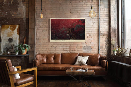 Paul Sinus Wandbild 120x80cm Leopard im Dschungel exotische Tierkunst rote Tropenlandschaft Wanddekoration fuer Wohnzimmer Büro