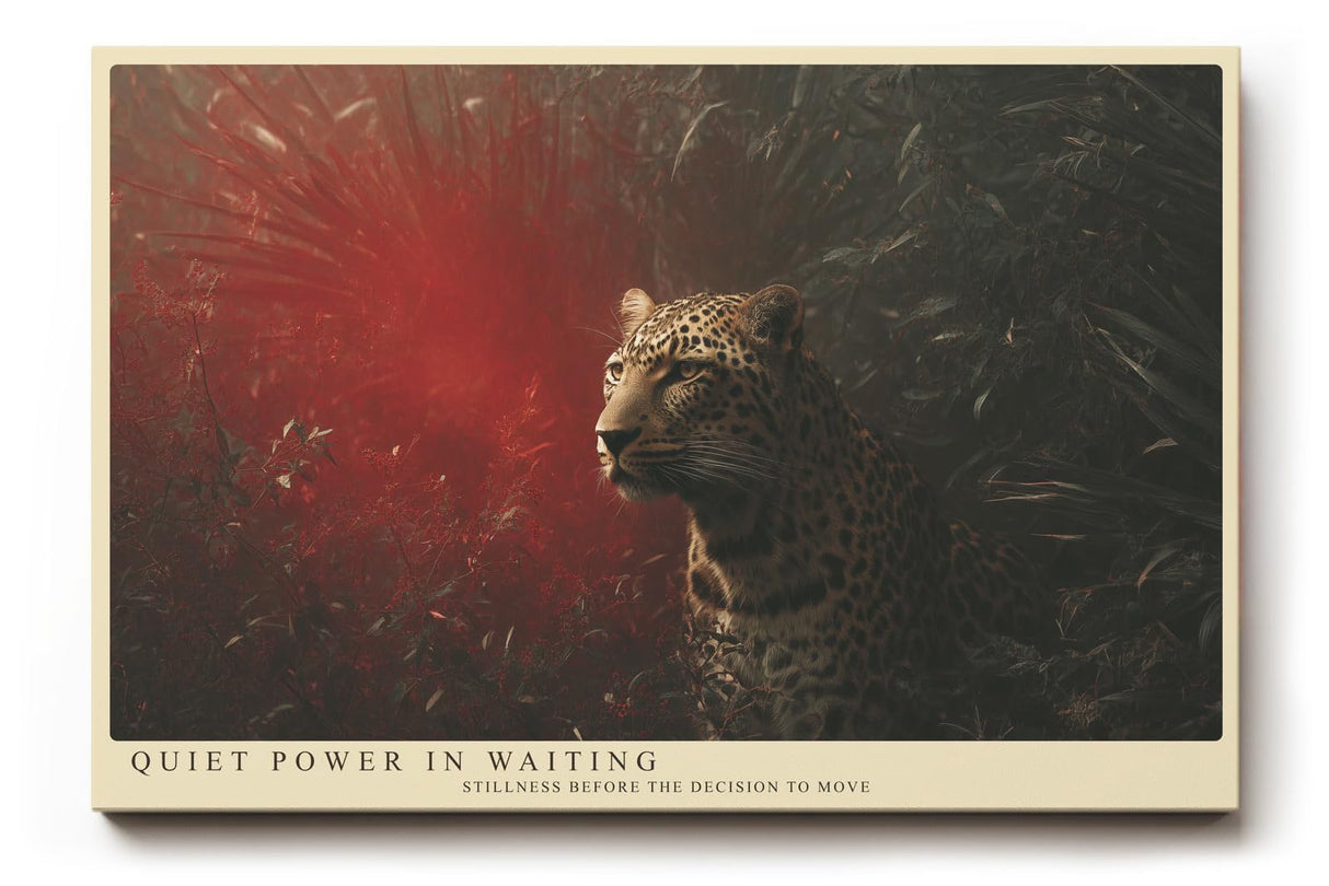 Paul Sinus Wandbild 120x80cm Leopard im roten Licht moderne Tierfotografie dramatisches Wildlife Kunstposter stilvolle