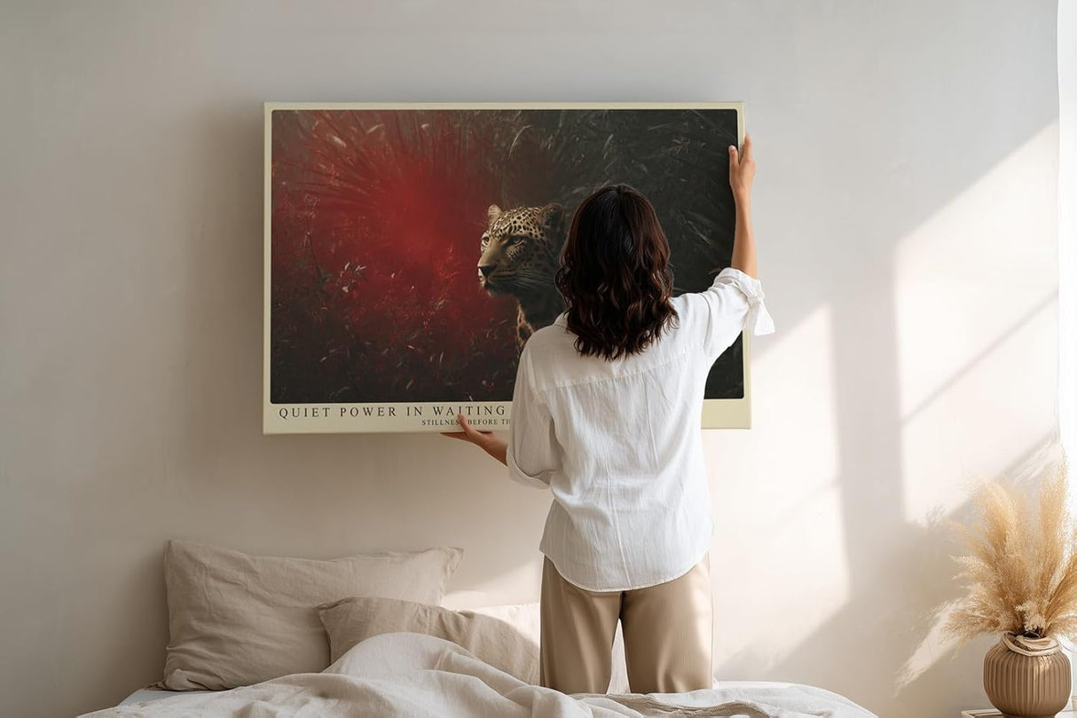 Paul Sinus Wandbild 120x80cm Leopard im roten Licht moderne Tierfotografie dramatisches Wildlife Kunstposter stilvolle