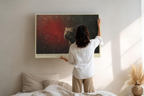 Paul Sinus Wandbild 120x80cm Leopard im roten Licht moderne Tierfotografie dramatisches Wildlife Kunstposter stilvolle