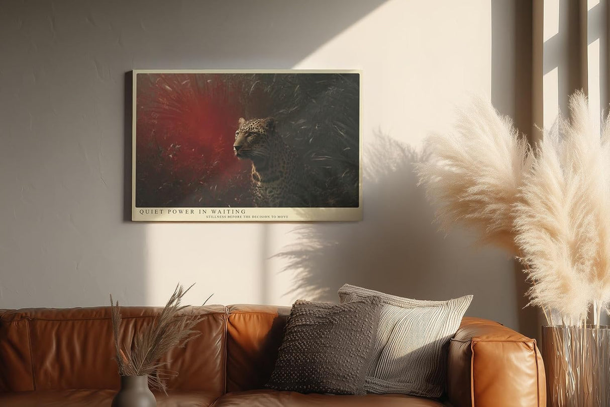 Paul Sinus Wandbild 120x80cm Leopard im roten Licht moderne Tierfotografie dramatisches Wildlife Kunstposter stilvolle