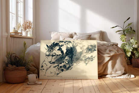 Paul Sinus Wandbild 120x80cm Leopard in Bewegung moderne monochrome Tierkunst dynamisches Raubkatzen Motiv stilvolle Wanddekoration fuer Wohnzimmer Büro