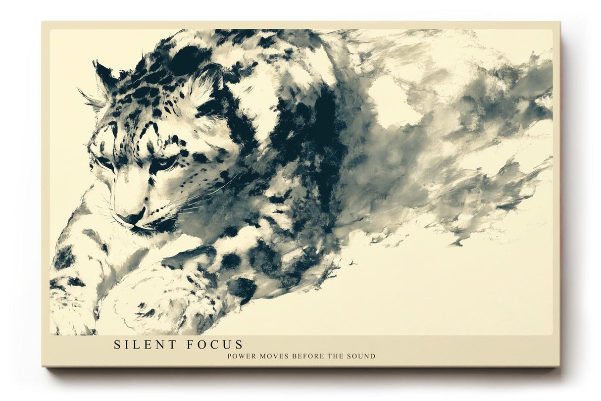 Paul Sinus Wandbild 120x80cm Leopard in Bewegung moderne monochrome Tierkunst dynamisches Raubkatzen Motiv stilvolle Wanddekoration fuer Wohnzimmer Büro