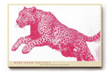 Paul Sinus Wandbild Leopard moderne Tierkunst rotes Grafikdesign dynamische Illustration Kunstdruck stilvolle Wanddekoration fuer Wohnzimmer Büro