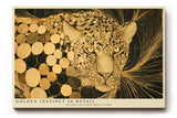 Paul Sinus Wandbild 120x80cm Leopard Portrait gold schwarz moderne Tierkunst Kunstdruck grosses Kunstbild elegante Wanddekoration fuer Wohnzimmer Büro Flur