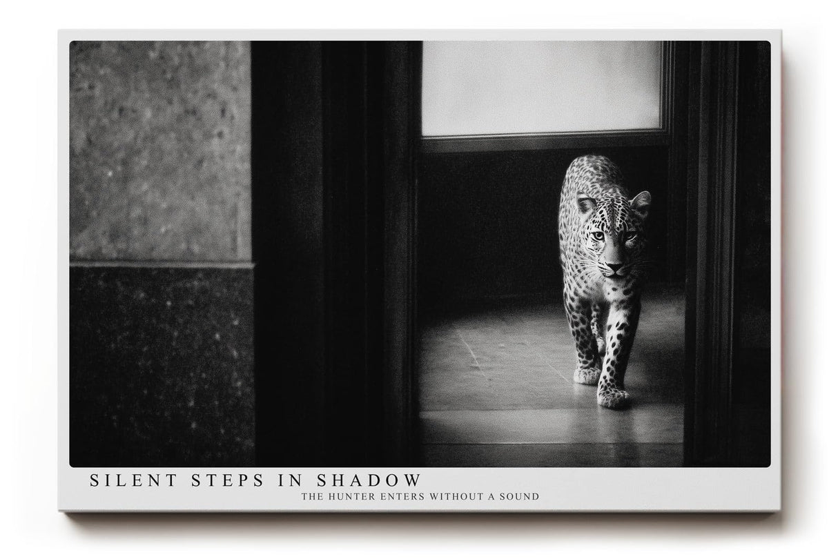 Paul Sinus Wandbild 120x80cm Leopard Schwarz Weiß Fotokunst Elegantes Tiermotiv Moderne Wanddekoration für Wohnzimmer Büro und Flur