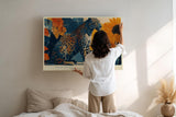 Paul Sinus Wandbild 120x80cm Leopard Tierkunst mit Sonnenblumen elegante Wildkatze moderne Natur Kunstbild stilvolle Wanddekoration fuer Wohnzimmer Büro