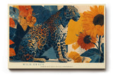 Paul Sinus Wandbild 120x80cm Leopard Tierkunst mit Sonnenblumen elegante Wildkatze moderne Natur Kunstbild stilvolle Wanddekoration fuer Wohnzimmer Büro