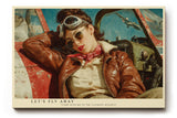 Paul Sinus Wandbild Let’s Fly Away – Vintage Pilotin in Lederjacke, inspiriert von Abenteuerlust und Retro-Flugkunst, stilvolles Motiv für moderne Räume
