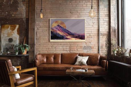 Paul Sinus Wandbild 120x80cm leuchtende Berglandschaft abstrakte Natur Kunst lila gold moderner Kunstdruck Landschaft Bild kreative