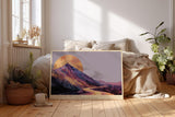 Paul Sinus Wandbild 120x80cm leuchtende Berglandschaft abstrakte Natur Kunst lila gold moderner Kunstdruck Landschaft Bild kreative