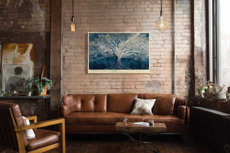 Paul Sinus Wandbild 120x80cm Leuchtender Baum im nächtlichen Wald – Mystische Naturkunst mit strahlenden Ästen